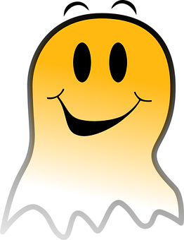 Golden Smiley Ghost Graphic PNG with transparent background