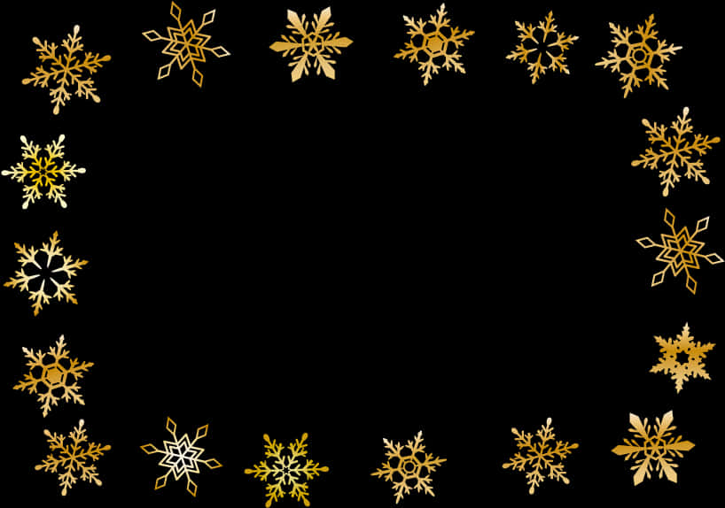 Golden Snowflakes Pattern Black Background