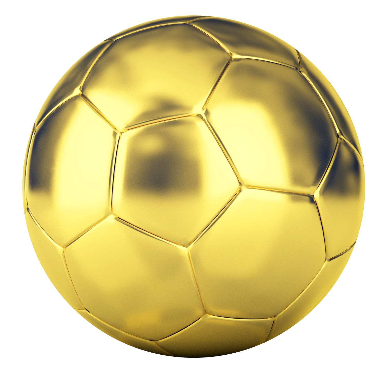 Golden Soccer Ball3 D Render PNG with transparent background