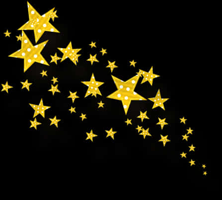 Golden Sparkling Stars Black Background