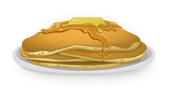 Golden Stack Pancakeswith Syrupand Butter PNG with transparent background
