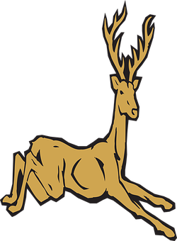 Golden Stag Silhouette PNG with transparent background