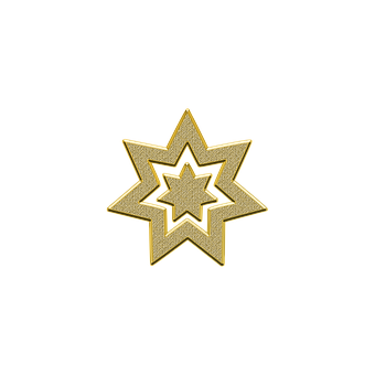 Golden Star Designon Black Background PNG with transparent background