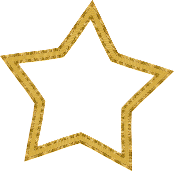 Golden Star Outline Black Background PNG with transparent background