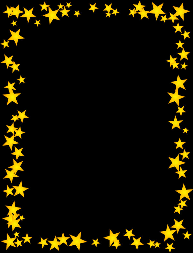Golden Stars Border Design PNG image with a transparent background, free high-resolution download