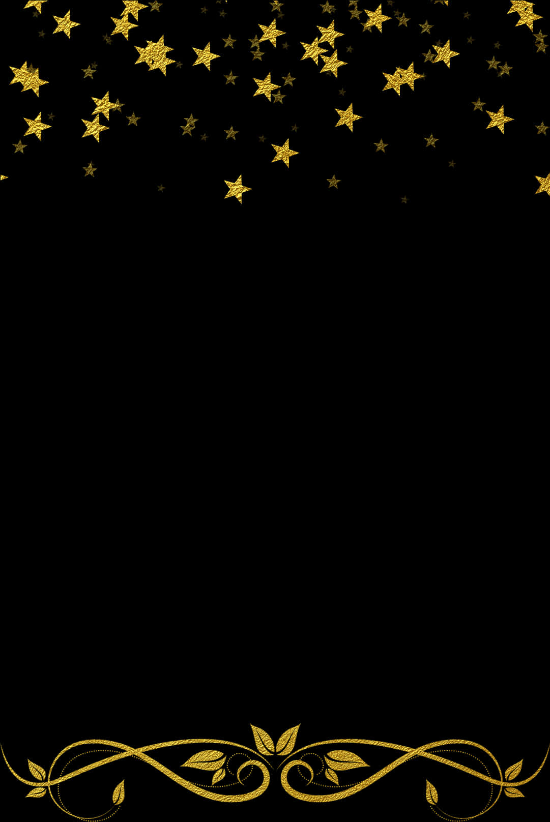 Golden Starsand Scroll Designon Black Background