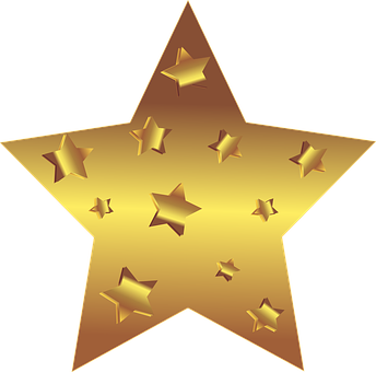 Golden Starwith Smaller Stars PNG with transparent background