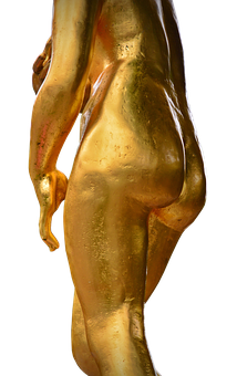 Golden Statue Close Up PNG with transparent background