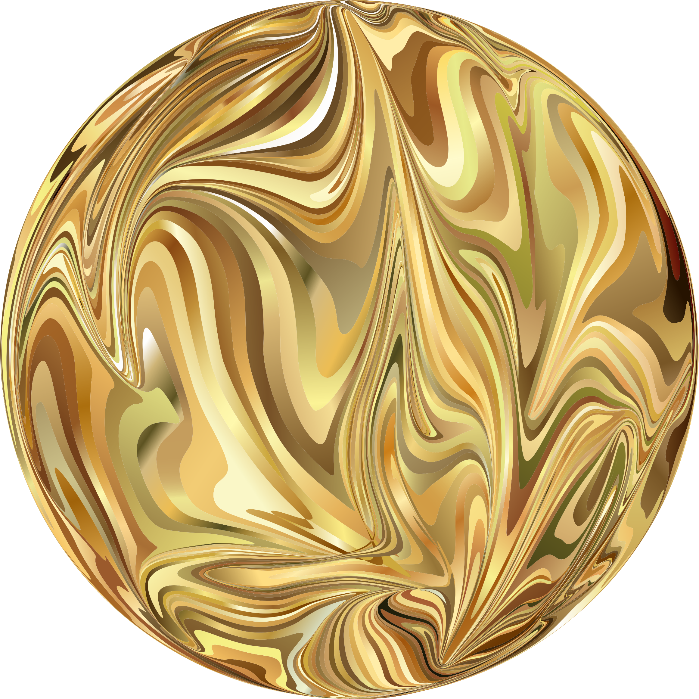 Golden Swirls Sphere PNG with transparent background