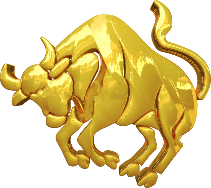 Golden Taurus Sculpture PNG with transparent background
