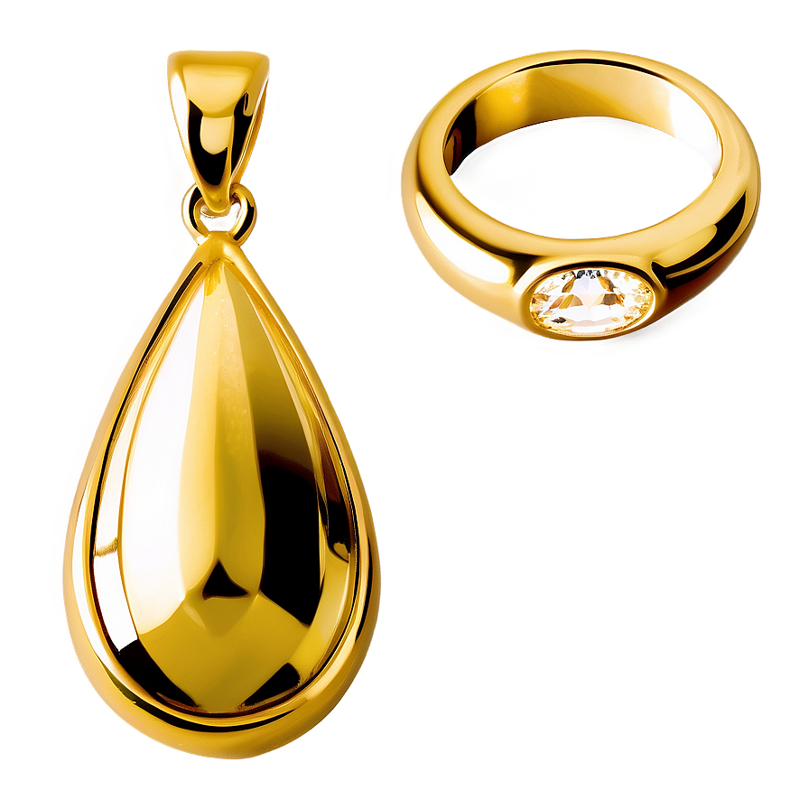 Golden Teardrop Jewelry Png 05252024