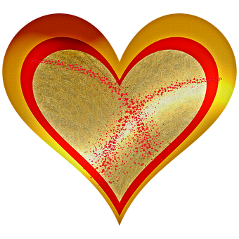 Golden Textured Heartwith Red Sparks