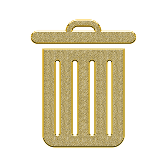 Golden Trash Bin Icon PNG with transparent background