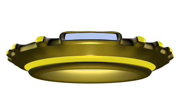 Golden U F O_ Render PNG with transparent background