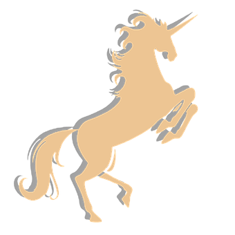 Golden Unicorn Silhouette PNG with transparent background