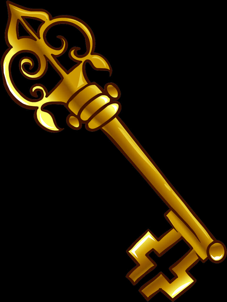 Golden Vintage Key Illustration