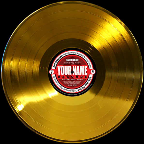 Golden Vinyl Record Custom Label