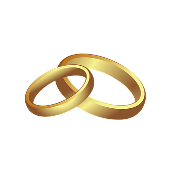 Golden Wedding Rings Graphic PNG with transparent background