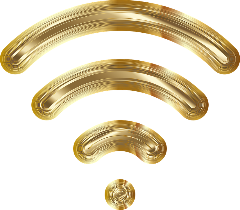 Golden Wi Fi Signal Icon PNG with transparent background