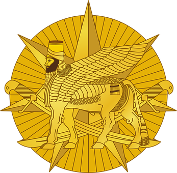 Golden_ Winged_ Bull_ Deity_ Illustration PNG with transparent background