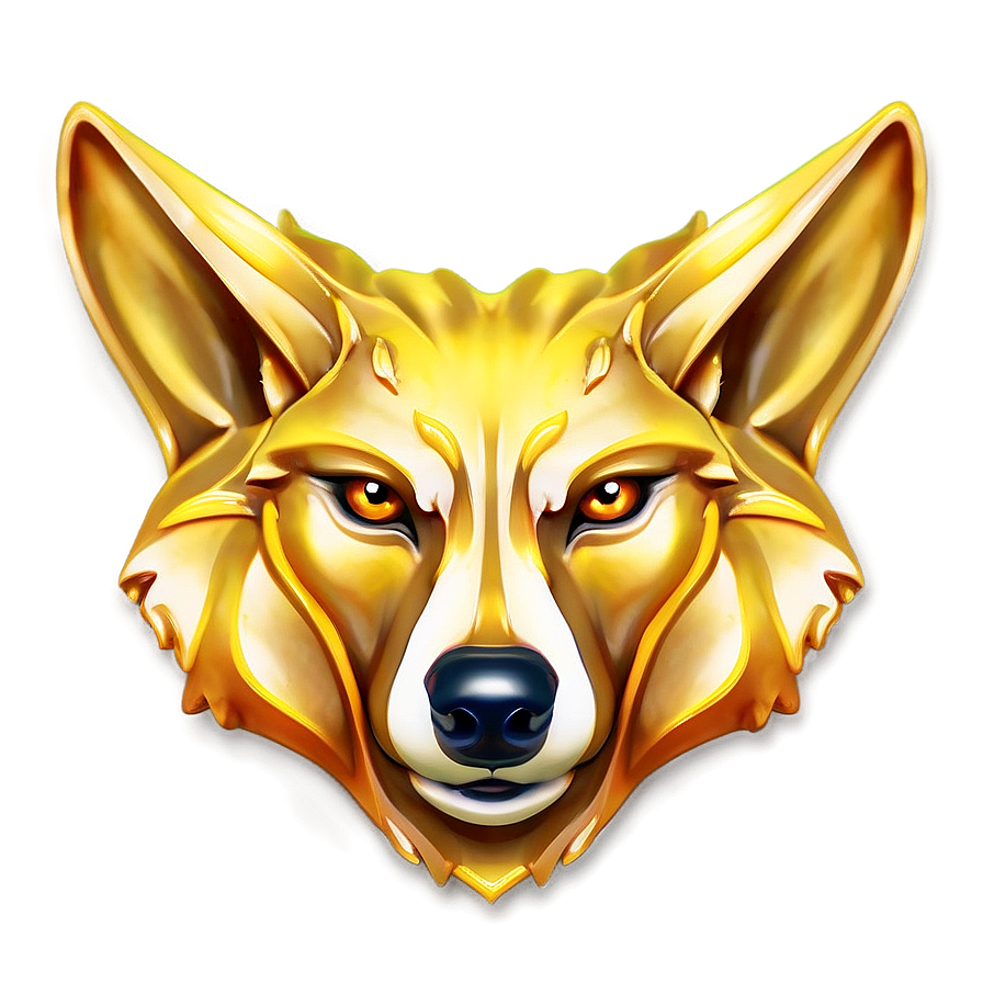 Golden Wolf Face Luxury Icon Png 06292024