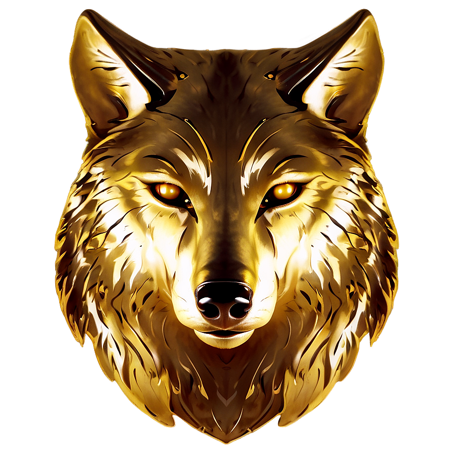 Golden Wolf Face Luxury Icon Png Dxt82