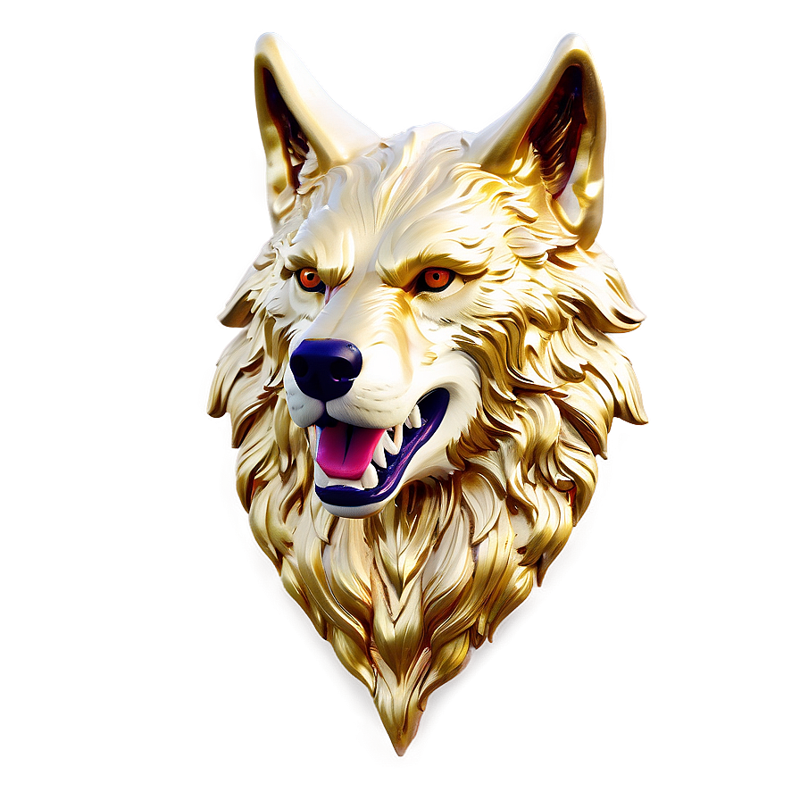 Golden Wolf Head Decoration Png 06122024