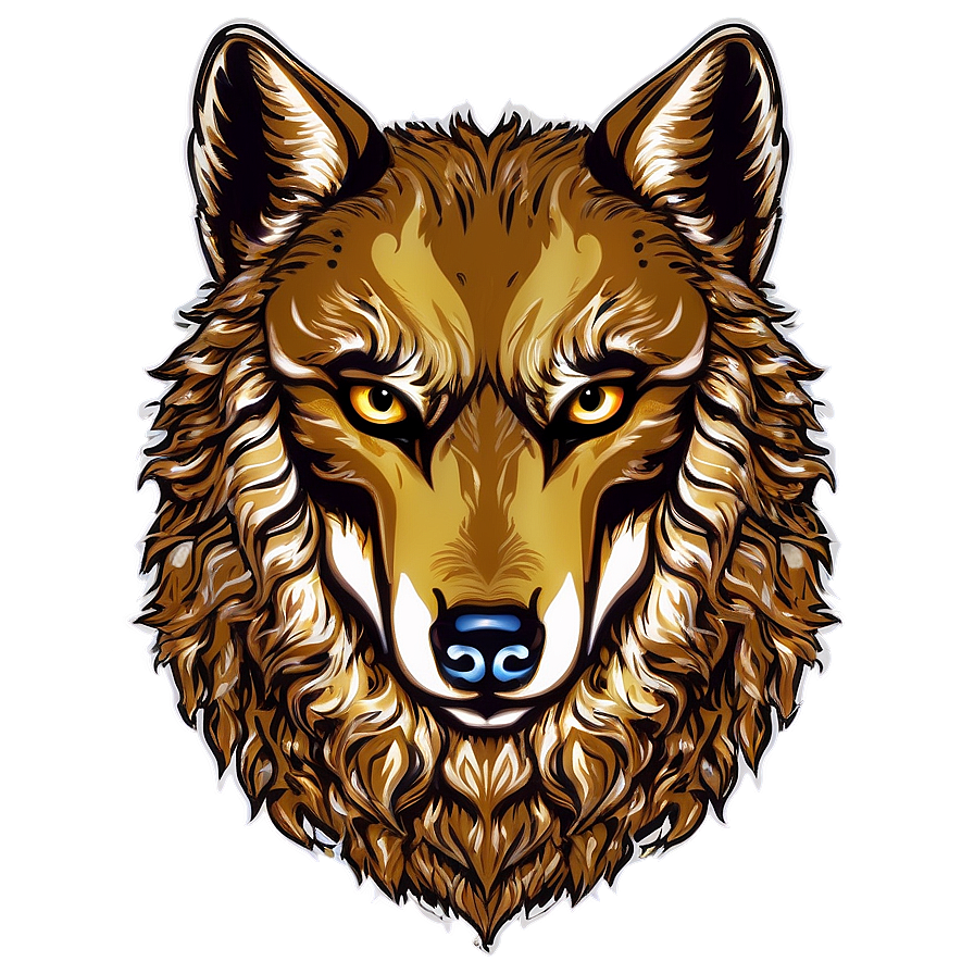 Golden Wolf Head Decoration Png Pip5