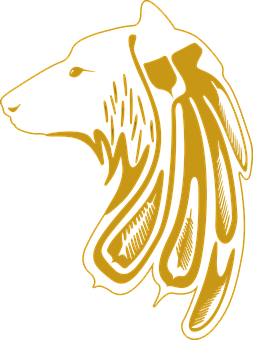 Golden Wolf Silhouette Art PNG with transparent background