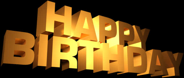 Golden3 D Happy Birthday Text