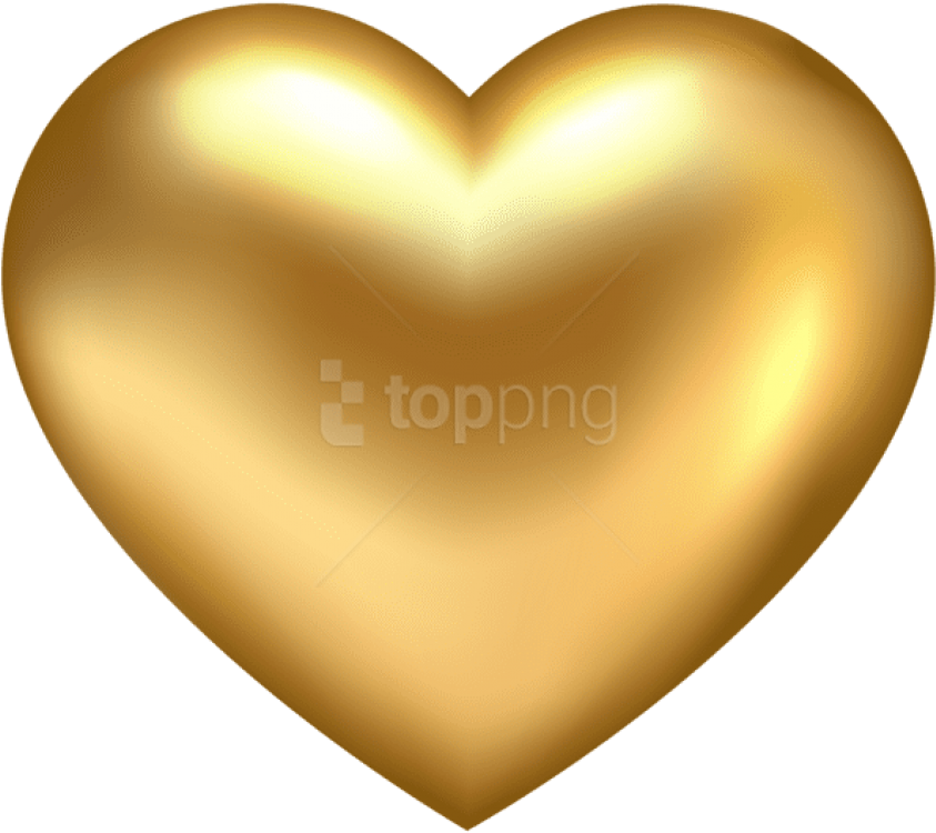 Clip Art Gold Heart Png - 3d Golden Heart Png, Transparent Png PNG with transparent background