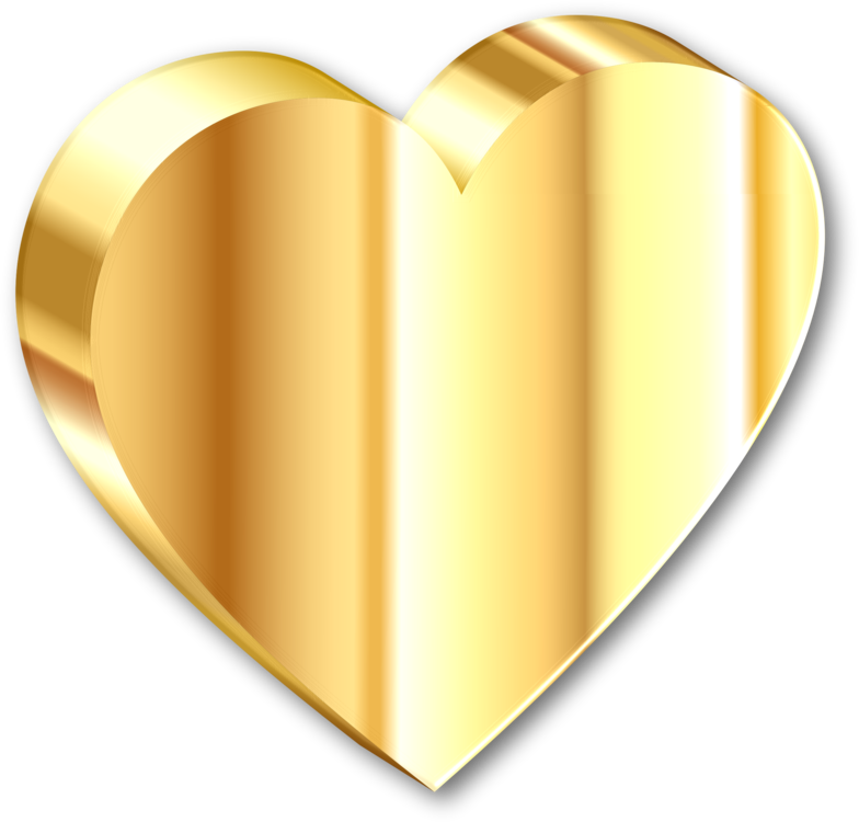 Heart,gold,shadow - Clipart 3d Heart Gold, HD Png Download PNG with transparent background