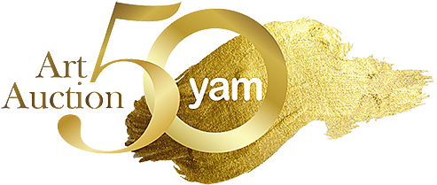 Golden50th Art Auction Anniversary PNG with transparent background