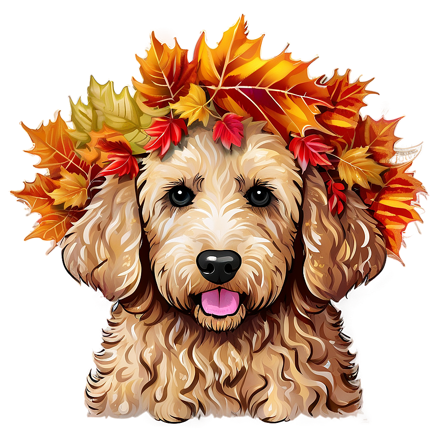 Goldendoodle In Autumn Png 06262024