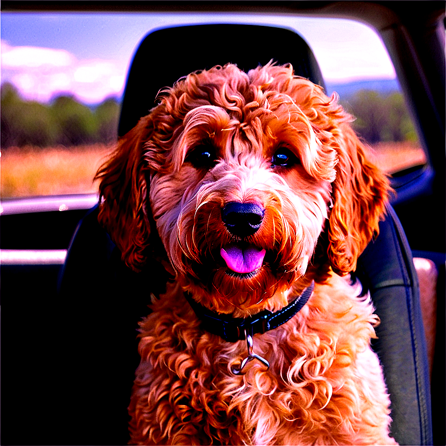 Goldendoodle In Car Png 06262024