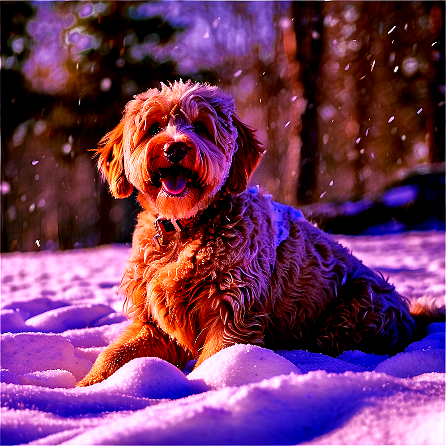 Goldendoodle In Snow Png 06262024