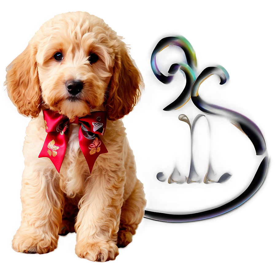 Goldendoodle With Bow Png Jyy