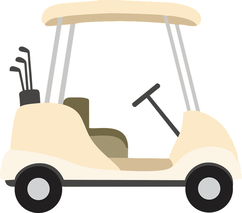 Golf Cartand Clubs Vector Illustration PNG with transparent background