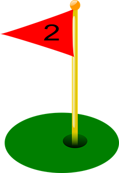 Golf Hole Number2 Flagstick PNG with transparent background