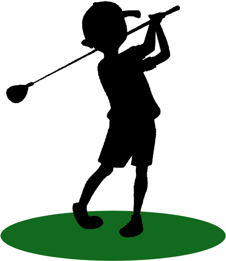 Golfer Silhouette Swinging Club PNG with transparent background
