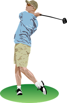 Golfer Swing Illustration PNG with transparent background