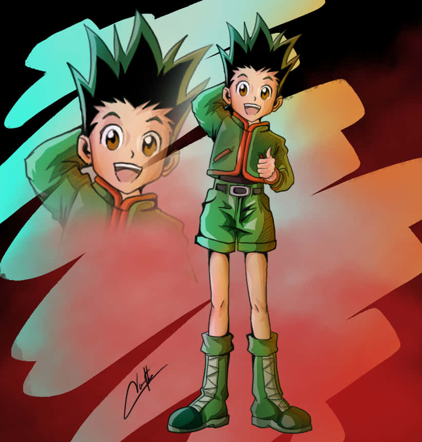 Gon Freecss Anime Character Art PNG with transparent background