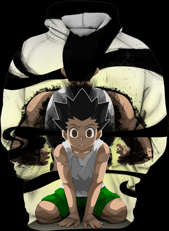 Gon Freecss Shadowed Figure PNG with transparent background