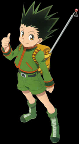 Gon Freecss Thumbs Up PNG with transparent background