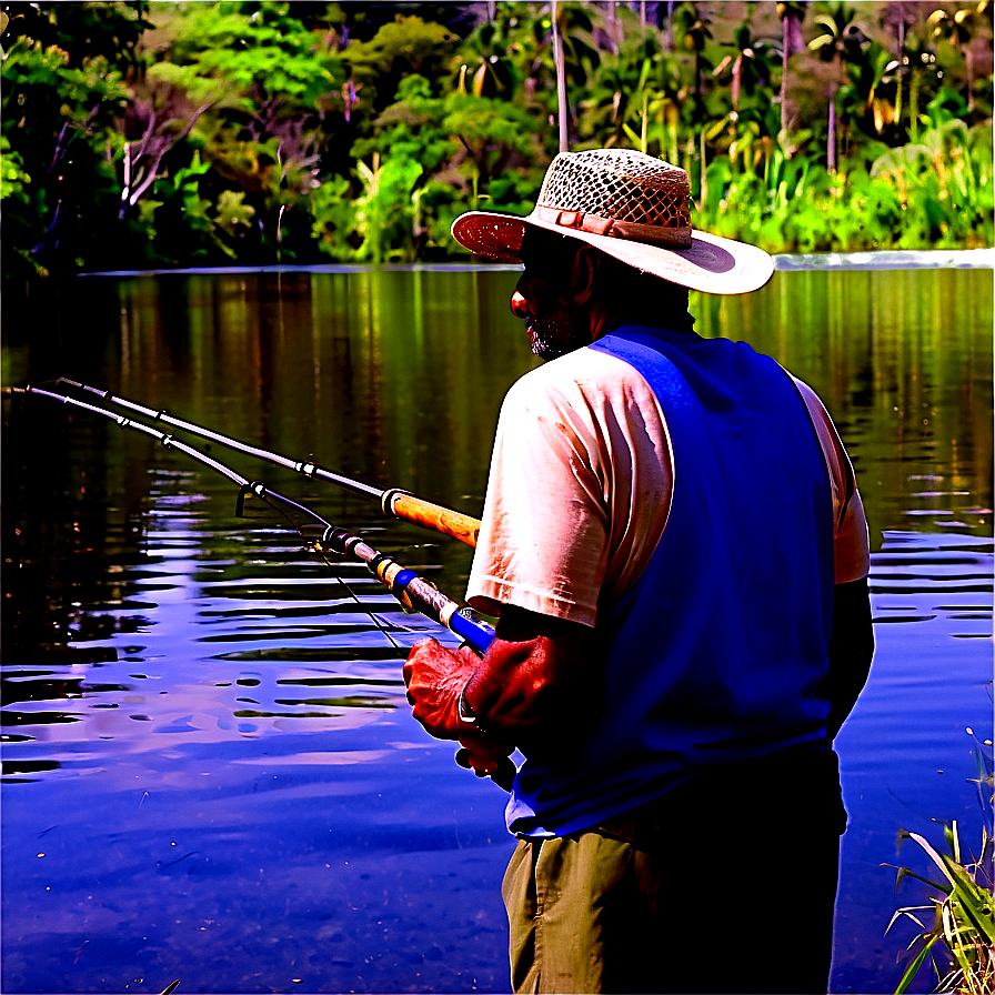 Gone Fishing On Quiet Lake Png Odf