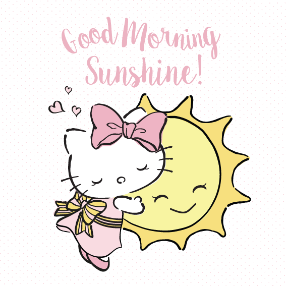 Good Morning Sunshine Cute Catand Sun Illustration