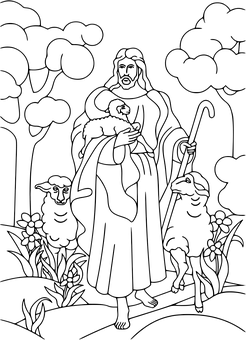 Good Shepherd Outline PNG with transparent background