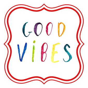Good Vibes Colorful Text Illustration PNG with transparent background