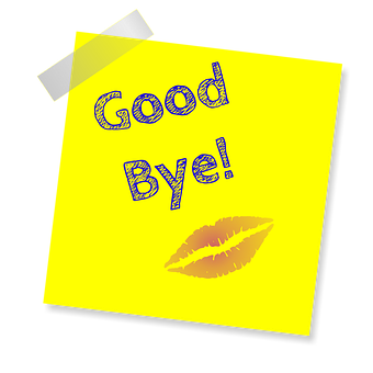 Goodbye Notewith Kiss Mark PNG with transparent background