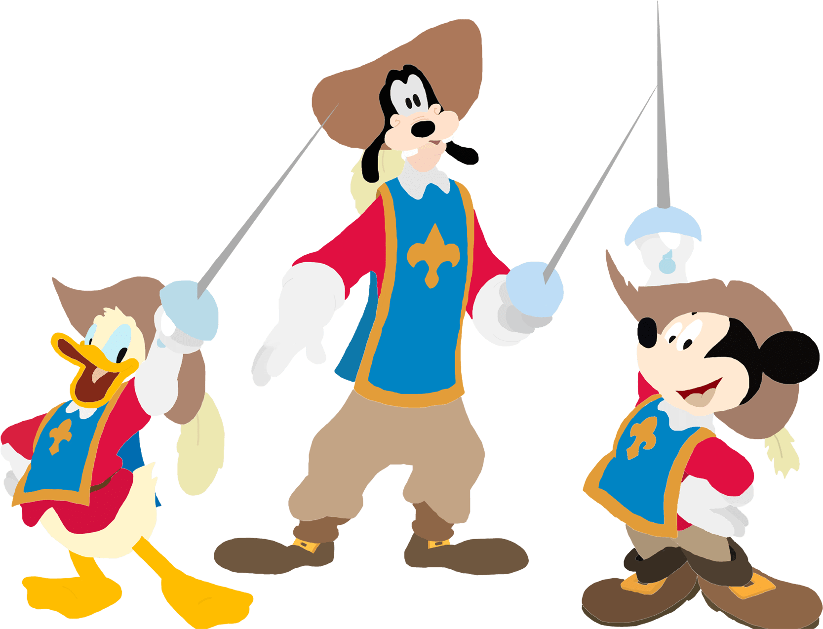 Goofy Mickey Donald Musketeers